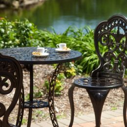 3-Piece Cast Aluminum Outdoor Bistro Set with Table and 2 Chairs