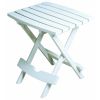 Outdoor Fast Folding Patio Side Table in White Weather Resistant Resin