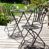 3-Piece Folding Outdoor Patio Furniture Bistro Set in Matte Black Iron