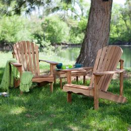 3-Piece Patio Set - 2 Oak Adirondack Chairs and Matching Side Table