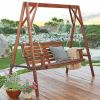 5-Ft Wood Porch Swing with Stand with Oil Stain Finish