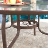 48-inch Round Glass-Top Outdoor Patio Dining Table with Umbrella Hole