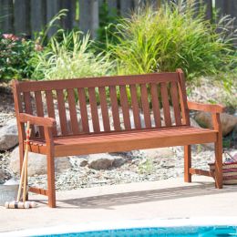 4-Ft Outdoor Glider Love-seat Garden Bench in Black Wood Finish