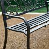 Outdoor Garden Bench with Slatted Seat and Rustic Metal Finish