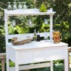 White Potting Bench Home Gardening Station with Storage