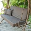 3-Person Convertible Canopy Swing Patio Bed in Chocolate