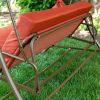 3-Person Outdoor Porch Swing Sofa Bed with Canopy in Terracotta