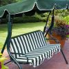 2-Person Porch Swing with Canopy in Green & White