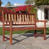 4-Foot Outdoor Wood Patio Garden Bench with Armrest