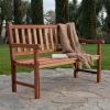 4-Foot Outdoor Wood Patio Garden Bench with Armrest