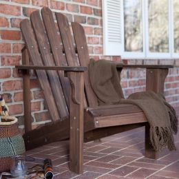 Durable Fir Wood Adirondack Chair with Armrest in Dark Brown