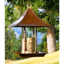 Metal and Glass Asian Style Bamboo Wild Bird Feeder