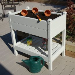 36-inch Wide Raised Planter Box in White Vinyl - Made in USA