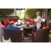 Modern 8-Seat Wicker Resin Patio Dining Set with Red Cushions