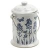 3-Quart Ceramic Compost Keeper with Floral butterfly Design