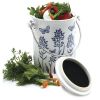 3-Quart Ceramic Compost Keeper with Floral butterfly Design