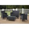 4-Piece Patio Furniture Set in Outdoor Resin Wicker with Black Cushions