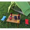 Portable Patio Table with Brown Solid Wood Top and Carry Bag