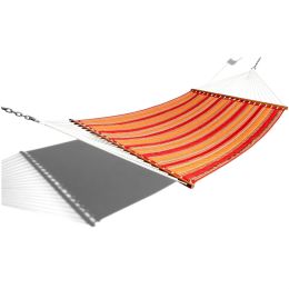 Red Orange Stripe Quilted Fabric Outdoor Hammock