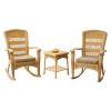 3PC Outdoor Porch Rocker Set w/ 2 Amber Wicker Resin Rocking Chairs & Table