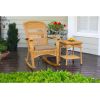 3PC Outdoor Porch Rocker Set w/ 2 Amber Wicker Resin Rocking Chairs & Table